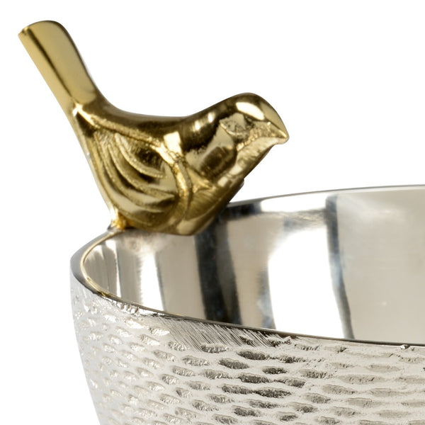 Wildwood Chirp Bowl Small — Dual-Tone Polished Nickel & Brass Aluminum Accent Bowl For Keys, Decor (10.5") 301265