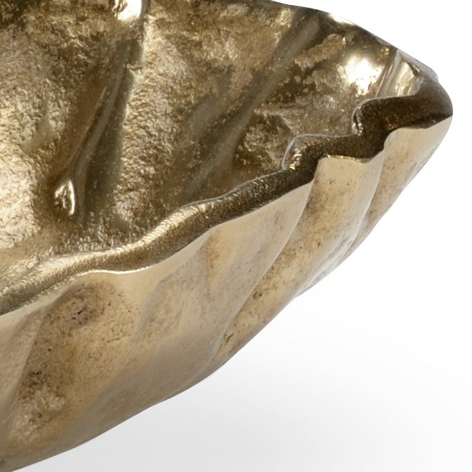 Wildwood Crater Champagne Cratered Bowl — Sculptural Aluminum Centerpiece With Textured Metallic Finish For Home Decor 3h x 18w x 9.25d 301267