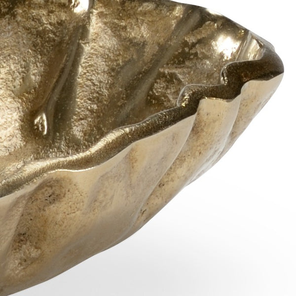 Wildwood Crater Champagne Cratered Bowl — Sculptural Aluminum Centerpiece With Textured Metallic Finish For Home Decor 3h x 18w x 9.25d 301267