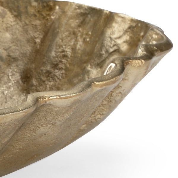 Wildwood Crater Champagne Cratered Bowl — Sculptural Aluminum Centerpiece With Textured Metallic Finish For Home Decor 3.5h x 24w x 12d 301268
