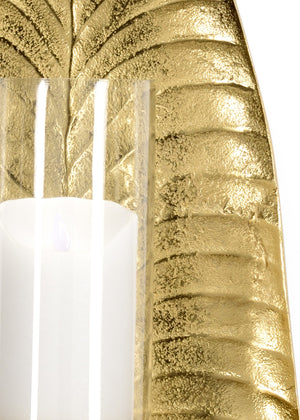 Wildwood Arrow Arrow Leaf Wall Sconce Brass-Plated Aluminum With Clear Glass Globe, Nature-Inspired Accent Light 301270