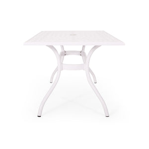 English Elm Christopher Knight Home® - Monterey Cast Aluminum 7-Piece Outdoor Dining Set in White — Floral Lattice Table, Rust-Resistant Elegance 54589.00WHI-6_57704.00WHI