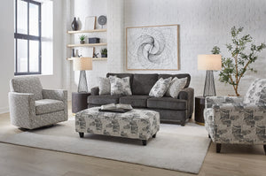 Fusion Wowza Dusk Queen Sleep Sofa In Grey – Stylish Comfort With Rounded Arms, Reversible Cushions & Pillows Grey Ws ,100% Polyester 3012-04 Wowza Dusk Queen Sleep Sofa