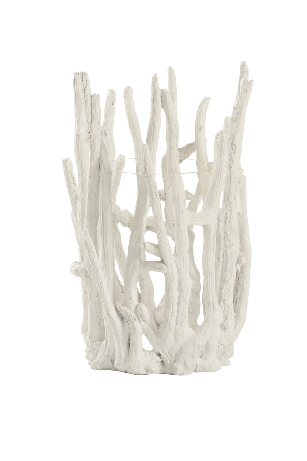Wildwood Litchfield Coastal Hurricane Lantern In Plaster White — Driftwood Texture, Glass Insert, 20.5" H 301314
