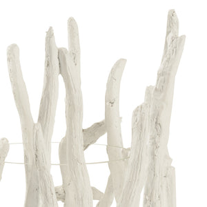 Wildwood Litchfield Coastal Hurricane Lantern In Plaster White — Driftwood Texture, Glass Insert, 20.5" H 301314