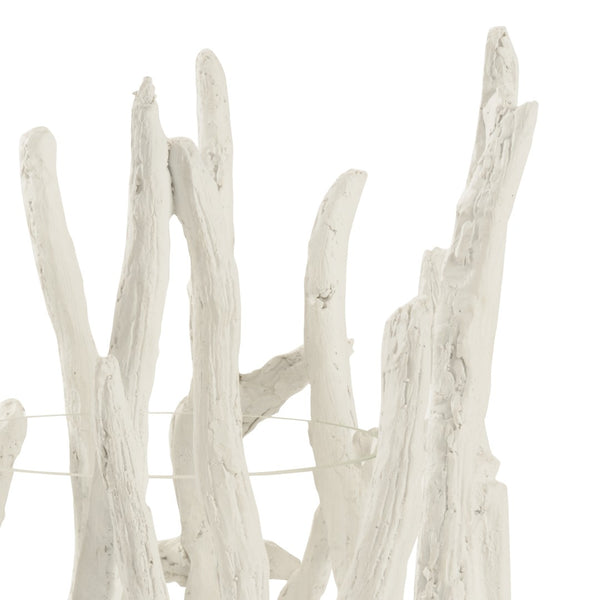 Wildwood Litchfield Coastal Hurricane Lantern In Plaster White — Driftwood Texture, Glass Insert, 20.5" H 301314