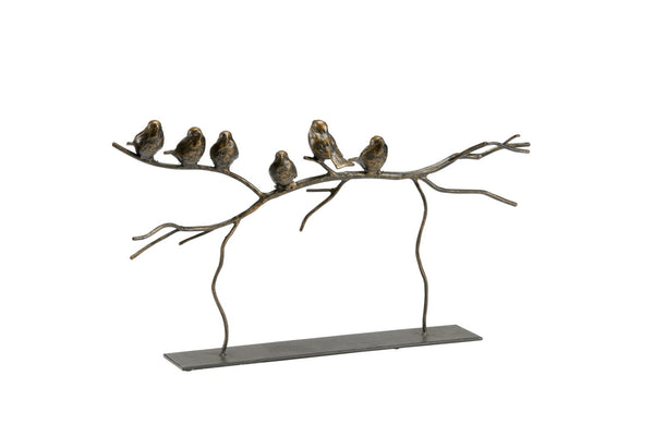 Wildwood Aveline Cast-Iron Bird Sculpture In Warm Bronze Finish — Elegant 14" H Modern Mantel & Shelf Accent 301319