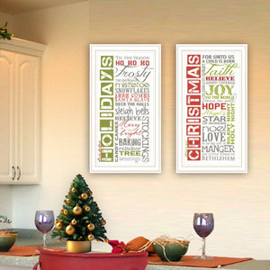 English Elm Trendy Decor 4u Happy Holidays Framed Wall Art 2 Piece Set for Festive Home B067P256623