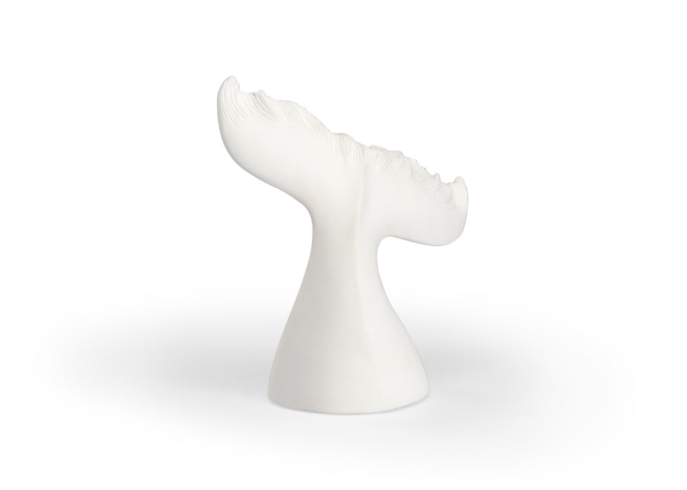 Wildwood Moby Sculptural Whale-Tail Accent, White Plaster-Style Finish, Compact 10" Decorative Focal Piece 301368