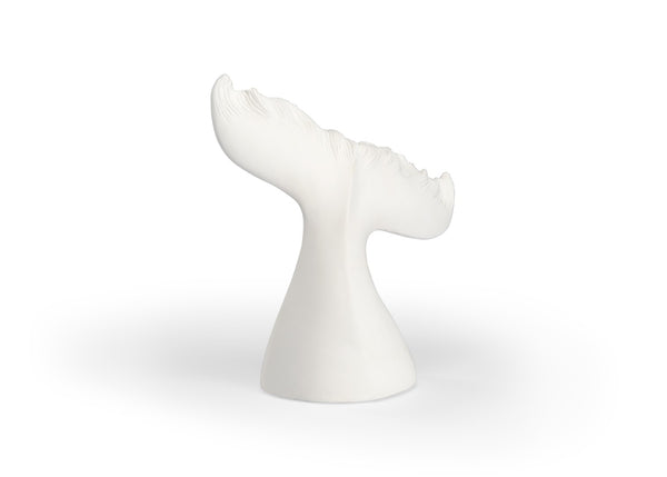 Wildwood Moby Sculptural Whale-Tail Accent, White Plaster-Style Finish, Compact 10" Decorative Focal Piece 301368