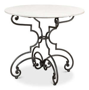Sarreid The French Iron And Marble Table - Elegant Banswara White Marble With Distressed Iron Finish Ivory  30139