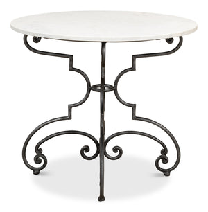Sarreid The French Iron And Marble Table - Elegant Banswara White Marble With Distressed Iron Finish Ivory  30139