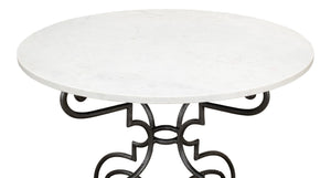 Sarreid The French Iron And Marble Table - Elegant Banswara White Marble With Distressed Iron Finish Ivory  30139