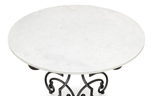 Sarreid The French Iron And Marble Table - Elegant Banswara White Marble With Distressed Iron Finish Ivory  30139