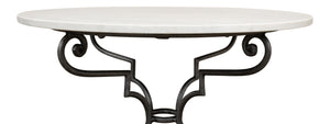 Sarreid The French Iron And Marble Table - Elegant Banswara White Marble With Distressed Iron Finish Ivory  30139