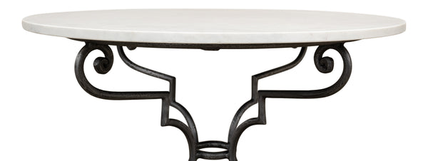 Sarreid The French Iron And Marble Table - Elegant Banswara White Marble With Distressed Iron Finish Ivory  30139