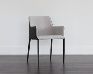 Sunpan Renee Modern Dining Armchair in Armour Grey & Dark Slate - Stylish, Comfortable & Space-Saving Design