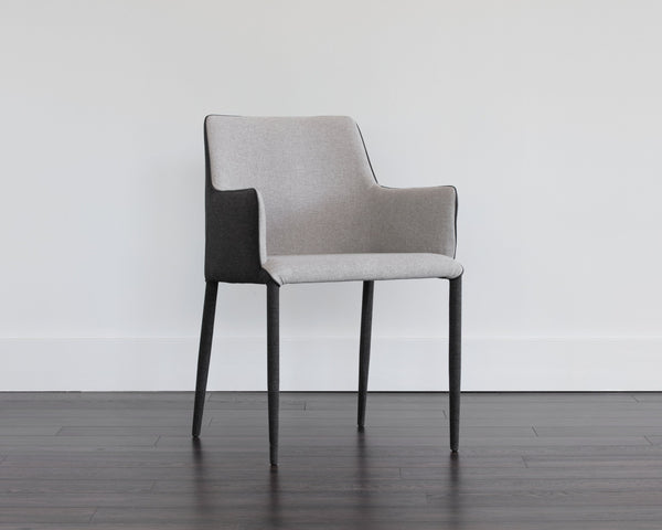 Sunpan Renee Modern Dining Armchair in Armour Grey & Dark Slate - Stylish, Comfortable & Space-Saving Design
