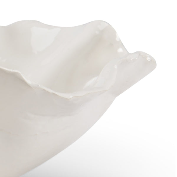 Wildwood Freeform Hand-Glazed White Italian Ceramic Bowl — Shell-Silhouette Centerpiece For Modern Coastal Decor 301498