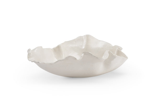 Wildwood Freeform Hand-Glazed Italian Ceramic Bowl — Textured White Shell Silhouette, Sculptural Centerpiece (98) 301499