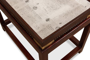 Sarreid Winchester Antique Leather Box On Elegant Stand - Exquisite Wood, Brass Details, And Interior Charm Brown  30149