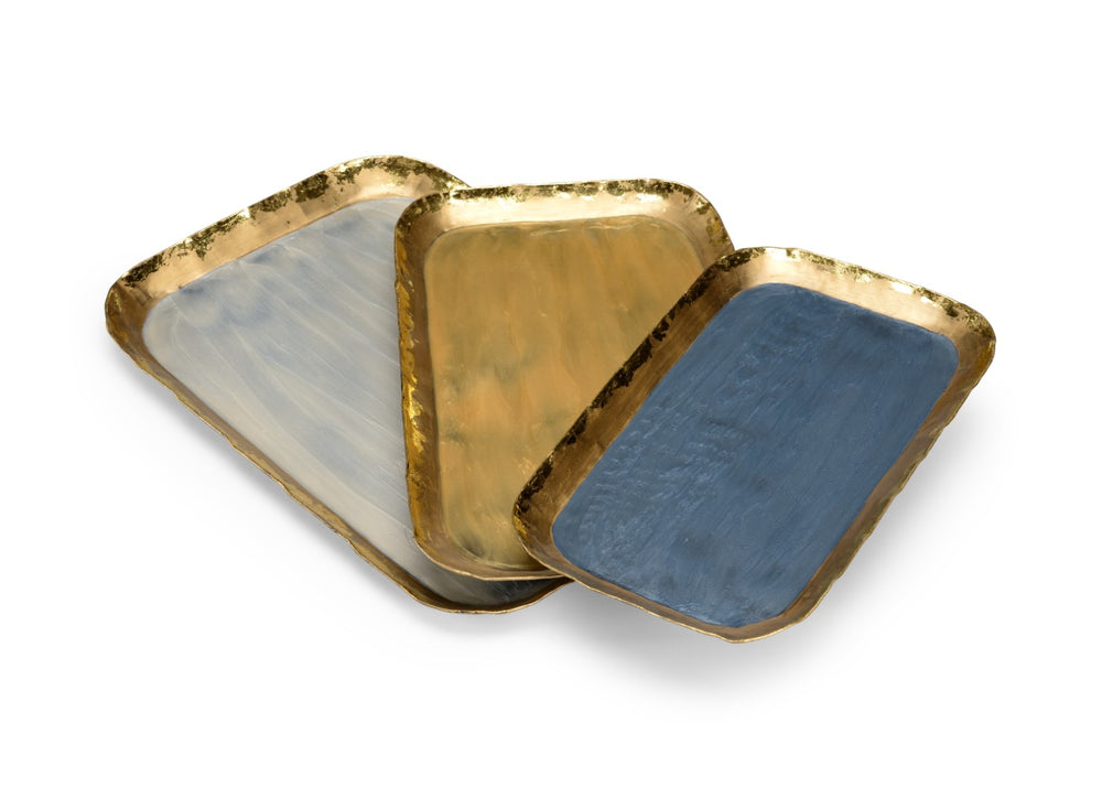 Wildwood Grant Enamel Tray Set Of 3 — Stackable Minimalist Organizers In Gray, Gold, Pearl For Entryway, Vanity DéCor 301506