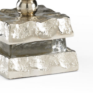 Wildwood Shelby Burnt Amber Hurricane Candleholder With Nickel Base — Warm Glow Accent For Mantels & Tables 19.5h x 4.5w x 4.5d 301519