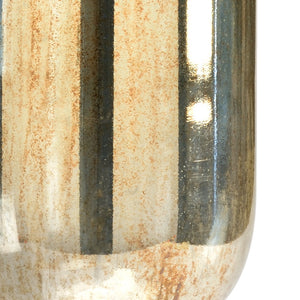 Wildwood Shelby Burnt Amber Hurricane Candleholder With Nickel Base — Warm Glow Accent For Mantels & Tables 24h x 4.5w x 4.5d 301520