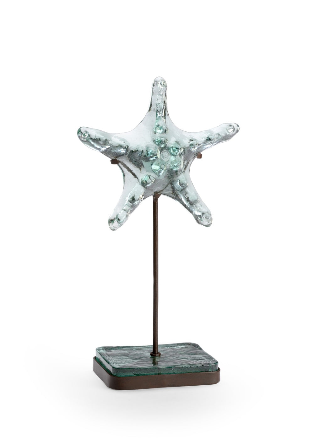 Wildwood Starfish Recycled Green Glass Sculpture On Rust Iron Stand — Coastal, Eco-Friendly Accent Decor (94) 301568