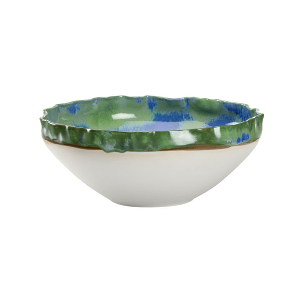 Wildwood Ariel Sculptural Porcelain Bowl — Layered Blue-Green Glaze, Organic Centerpiece For Tabletops (17") 301580