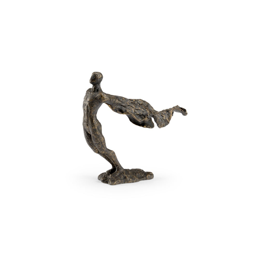 Wildwood Swept Sculptural Decorative Object In Textured Bronze Iron Finish — Wind‑Swept Form For Mantel, Shelf (13.5"H) 301593
