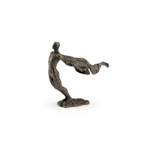 Wildwood Swept Sculptural Decorative Object In Textured Bronze Iron Finish — Wind‑Swept Form For Mantel, Shelf (13.5"H) 301593
