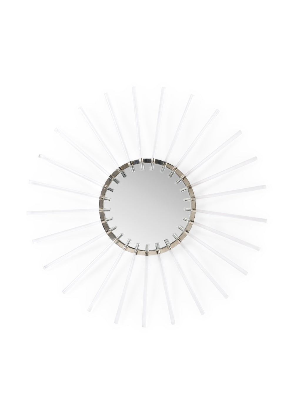 Wildwood Adriana Polished Nickel Sunburst Mirror With Clear Lucite Rays, 52" Statement Wall Accent For Entryways 301600
