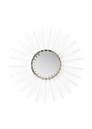 Wildwood Adriana Polished Nickel Sunburst Mirror With Clear Lucite Rays, 52" Statement Wall Accent For Entryways 301600