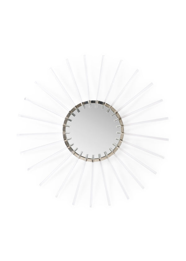 Wildwood Adriana Polished Nickel Sunburst Mirror With Clear Lucite Rays, 52" Statement Wall Accent For Entryways 301600