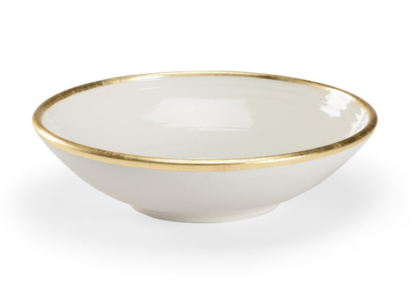 Wildwood Melchio Ceramic Bowl With Hand-Applied Gold Leaf Rim — 14.5" Centerpiece For Modern & Classic Homes 301670