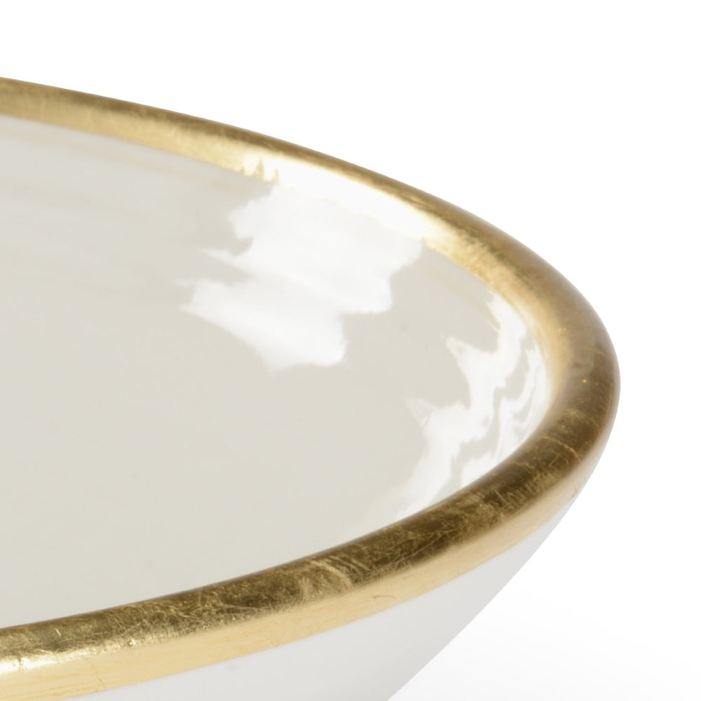 Wildwood Melchio Ceramic Bowl With Hand-Applied Gold Leaf Rim — 14.5" Centerpiece For Modern & Classic Homes 301670