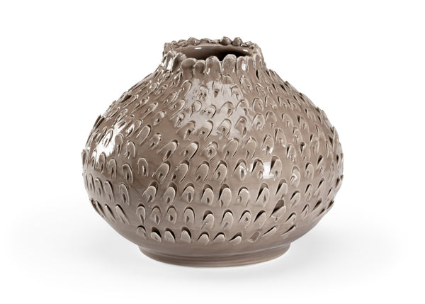 Wildwood Atrani Italian Ceramic Vase In Taupe — 10" Sculptural Accent With Handcrafted Glaze For Elegant Spaces 301677