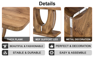 English Elm Modern Wood Grain Mdf Dining Table with Steel Accent Legs for Kitchen or Office W1512S00193
