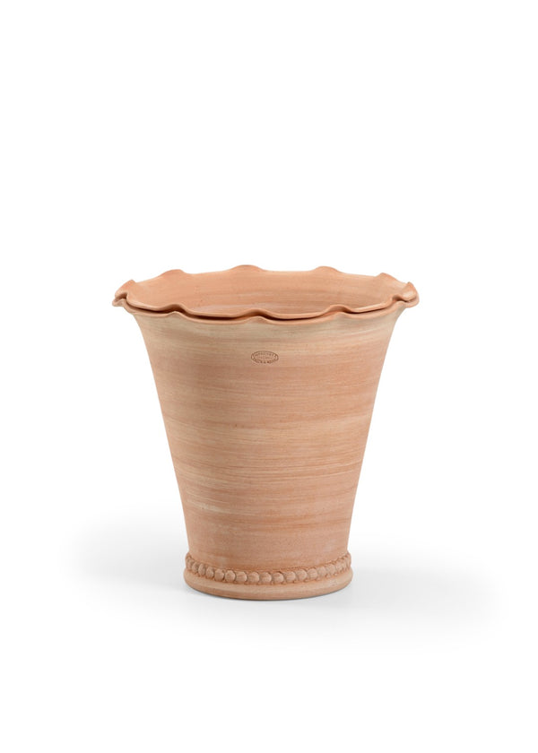 Wildwood Impruneta Handcrafted Fluted Terra Cotta Planter, Rustic Tuscan Red Finish, Frost‑Resistant Elegance Orange 301730