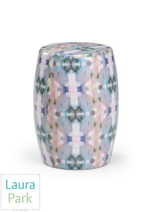 Wildwood Indigo Ceramic Garden Seat In Green Glaze — Laura Park Design, Durable Multifunctional Accent Piece 301737