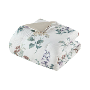 English Elm 7 Piece Printed Seersucker Comforter Set With Cozy Throw Blanket In Taupe/Blush For King Beds B035P266670