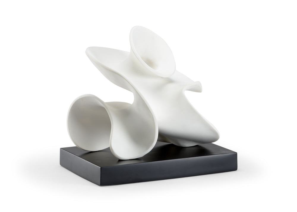Wildwood Edna Matte White Sculpture On Black Base — 16" Abstract Organic Accent For Modern, Minimalist & Transitional DéCor 301762