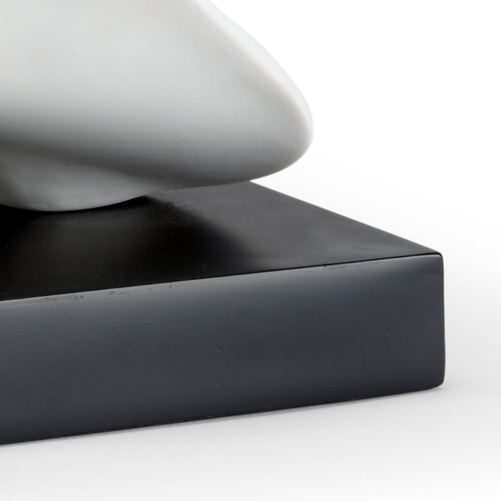 Wildwood Edna Matte White Sculpture On Black Base — 16" Abstract Organic Accent For Modern, Minimalist & Transitional DéCor 301762