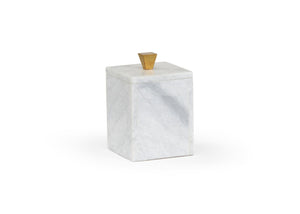 Wildwood Tall Natural White Marble Square Box With Gold Handle — Removable Lid For Jewelry, Keepsakes, Vanity Storage 301786