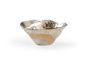 Wildwood Van Sinderen Bowl — Large Sculptural Centerpiece In Dual-Tone Nickel & Gold, Cast Aluminum Art Piece 5.5h x 12w x 12d 301789
