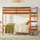 Simple Solid Wood Twin Over Twin Bunk Bed Caramel SOPB3HCAWS Walker Edison