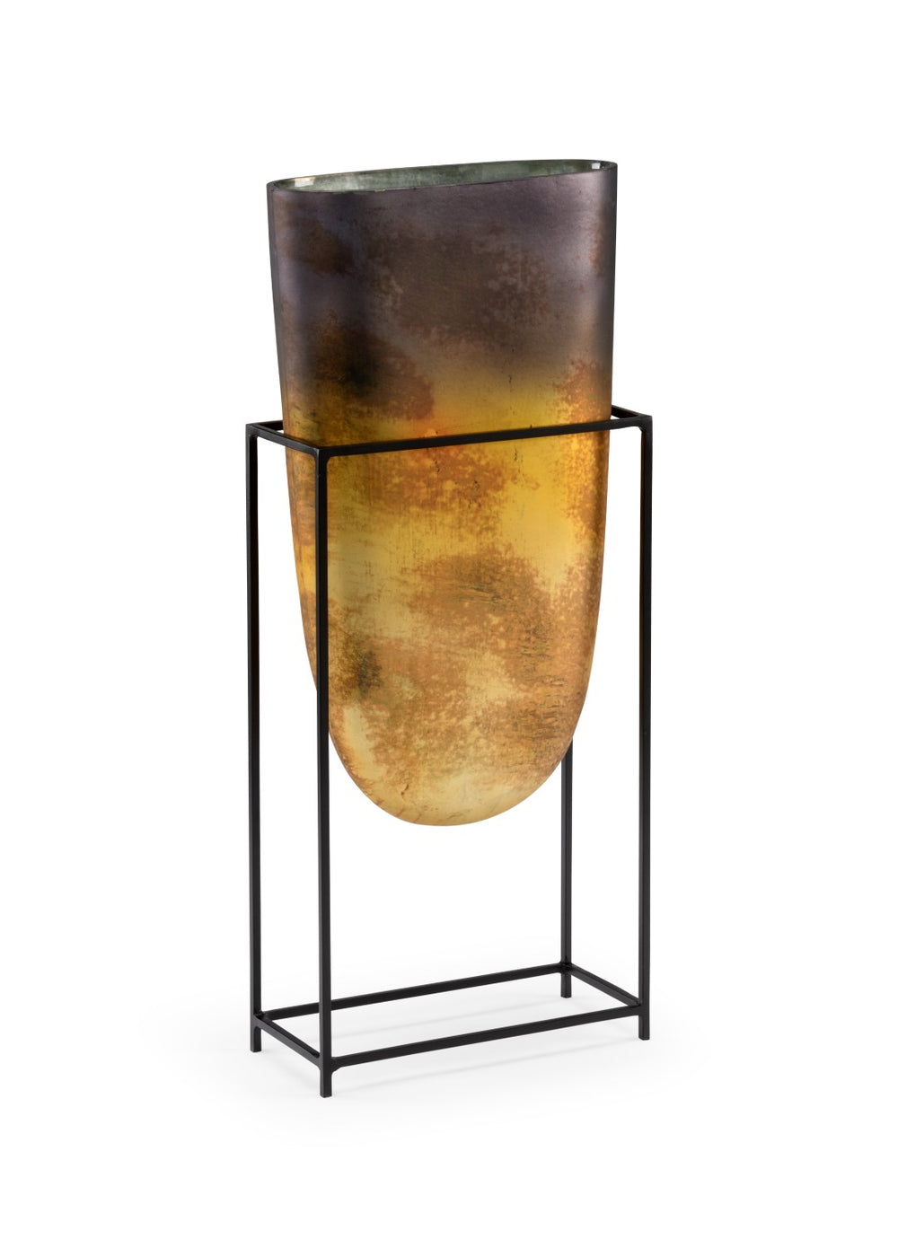 Wildwood Arvada Sunset Ombre Glass Vase With Slim Iron Stand — Modern 24" Decorative Centerpiece For Tables 301821