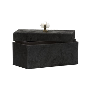 Wildwood Hide Lodge Box Black Hair-On-Hide With Quartz Hardware, Faux-Suede Lined Decorative Storage Box 301849