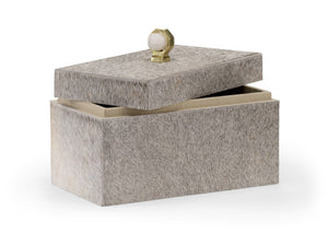 Wildwood Hide Hide Lodge Box Gray With Quartz Accent — 9X12x7in Hair-On-Hide Jewelry & Keepsake Chest 301850